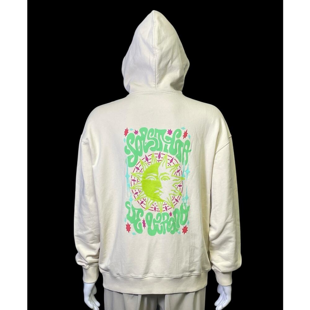Rare Marcelo Burlon County of Milan Solstice Sun Ivory Graphic Hoodie Medium